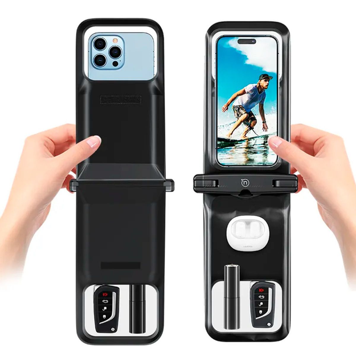 USAMS - Bolsa protectora celular  Doble Waterproof 7" Negro