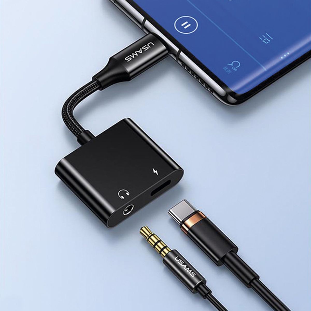 USAMS - Adaptador Type-C USAMS a 35DC + Puerto PD 60W Negro