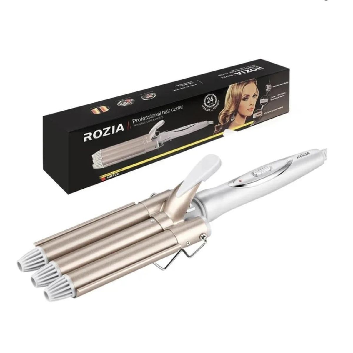 GENERICO - Rizador De Cabello Rozia HR722 Ceramica Ondulador 3 Tubos