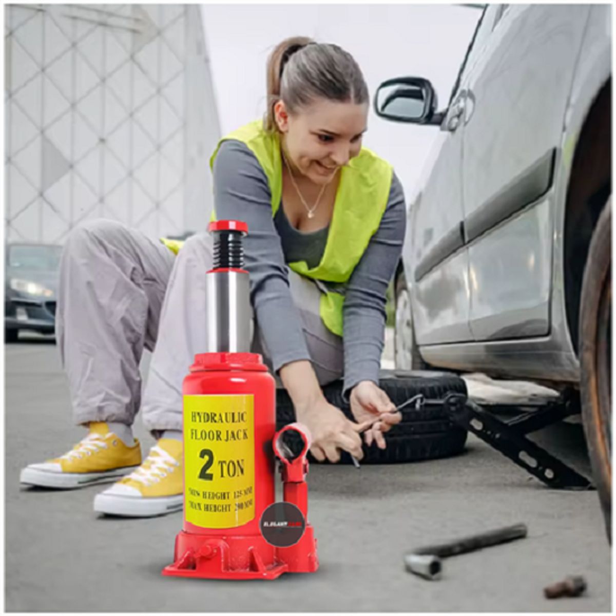 GENERICO - Gata Idraulica Botella 2 Toneladas Rojo