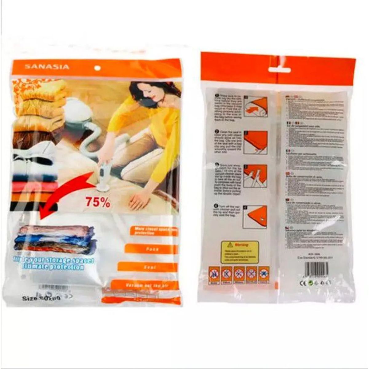 GENERICO - Bolsas al vacío compresoras de ropa 60x80 cm x 1 und