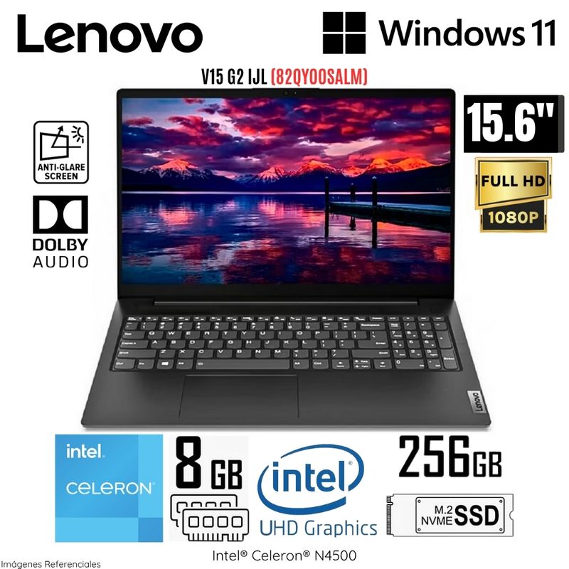 LENOVO - Laptop Lenovo V15 G2 IJL Intel Celeron N4500 8GB RAM 256GB SSD 15.6"  FHD - 82QY00SALM