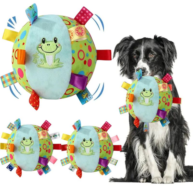 GENERICO - PELOTA PARA PERROS FELPA DIVERTIDA RANA CON SONIDO