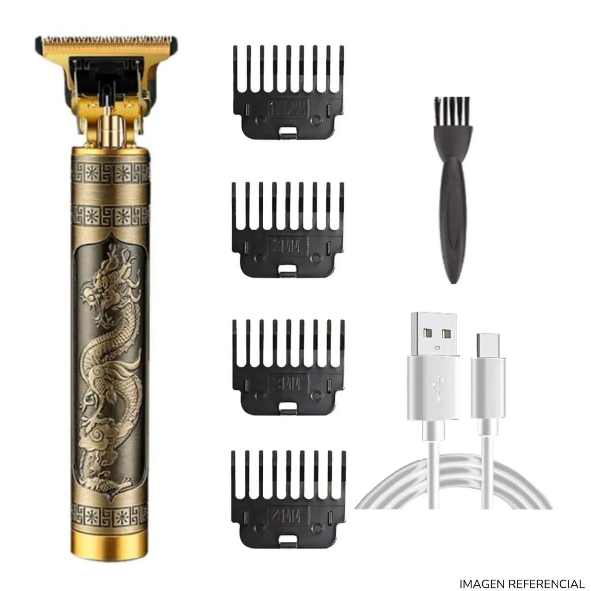 GENERICO - Cortadora Metal Diseño Cabello y Barba Trimmer Patillera Buda Dragón