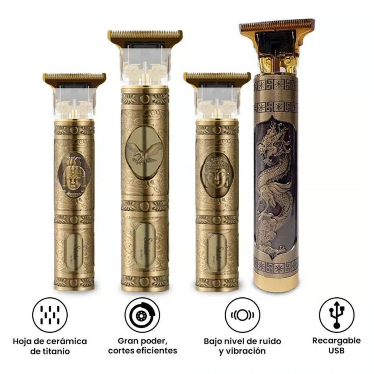 GENERICO - Cortadora Metal Diseño Cabello y Barba Trimmer Patillera Buda Dragón