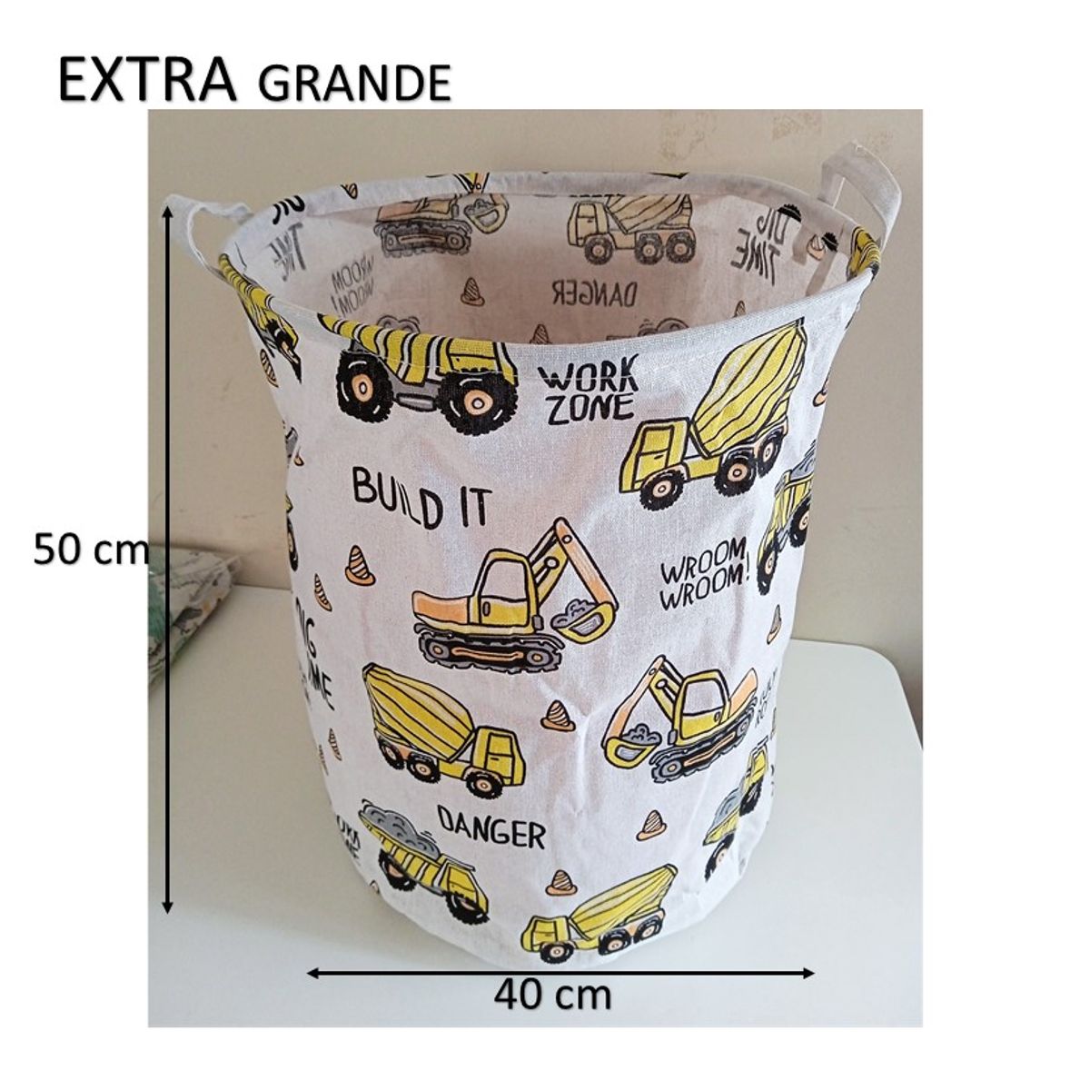 GENERICO - Cesta Ropa -Cesta - organizador juguetes Tractor Grande 40 x 50cm
