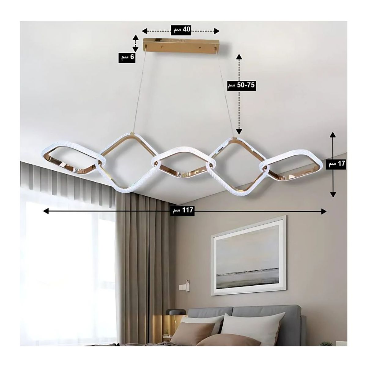 GENERICO - Lampara de Techo Colgante Dorado Cristal Moderno