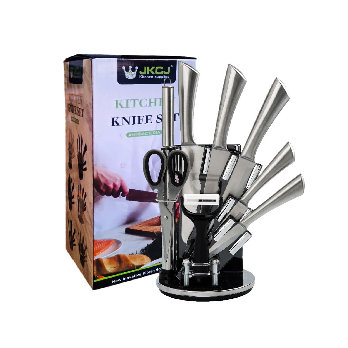 JK - Set de Cuchillos JKCJ Acero Inoxidable 9 Piezas Gris