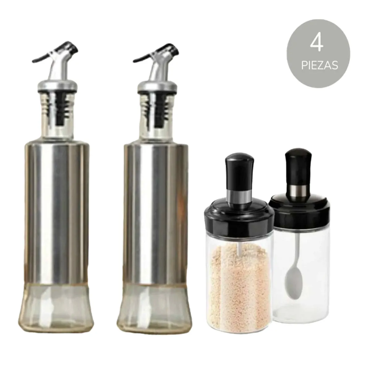 GENERICO - Set Dispensador de Aceite y Condimenteros Especieros