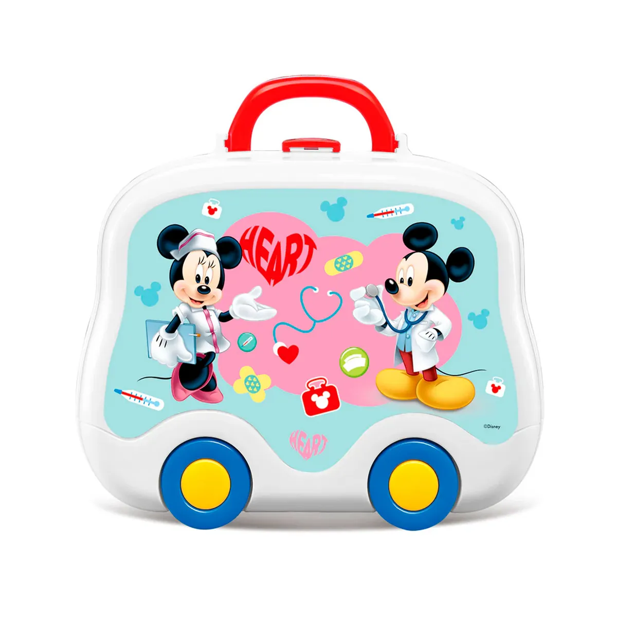 DISNEY - Set Doctor Mickey y Minnie Mouse 2en1 Lonchera con Ruedas