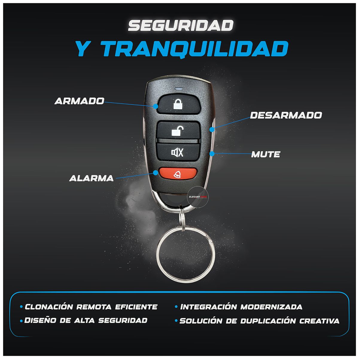 GENERICO - Control Remoto Universal Para Alarmas 4 Botones 1PCS