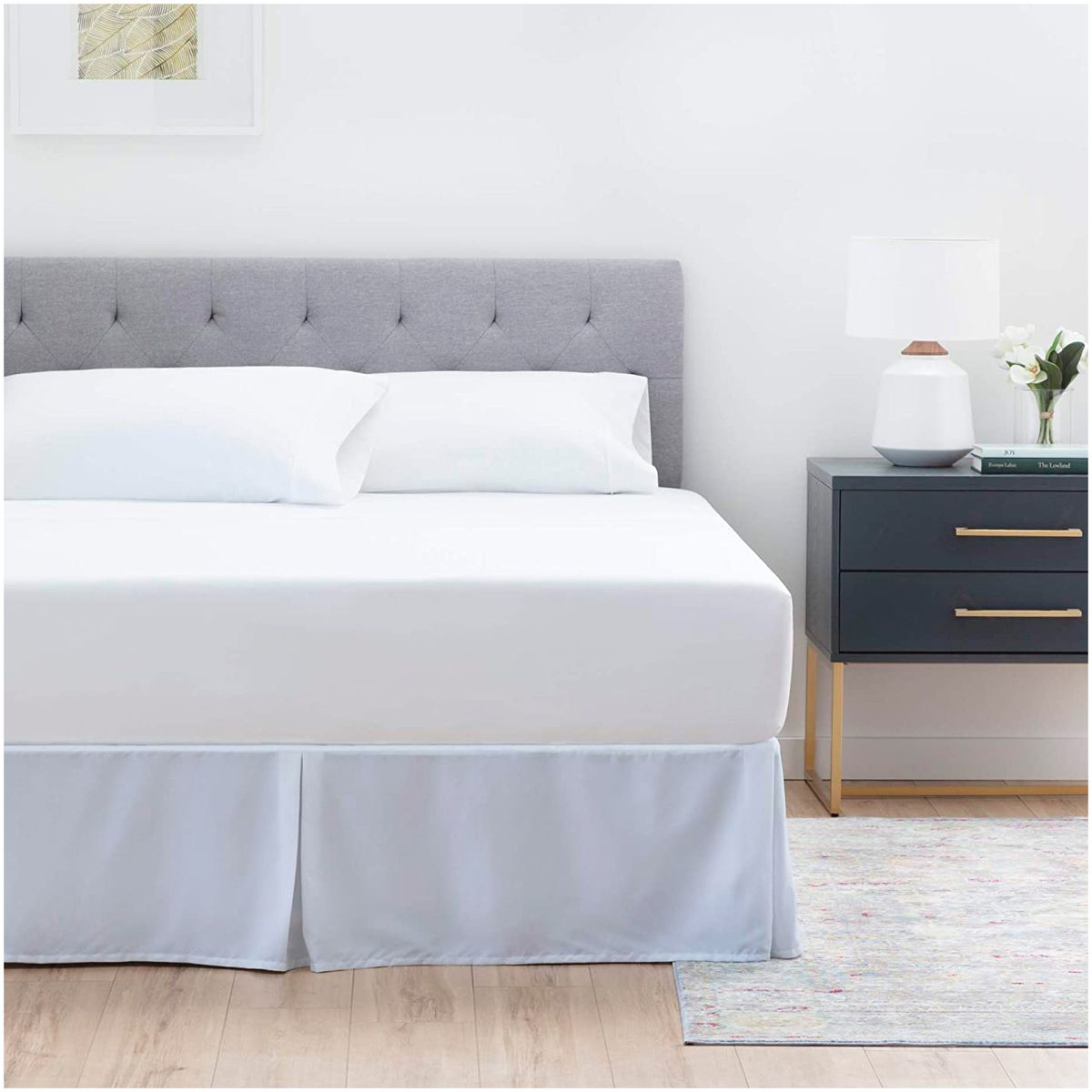 GENERICO - FALDON DE TARIMA QUEEN 160CM x 200CM ELEGANCE DRILL BLANCO 35CM PROMO