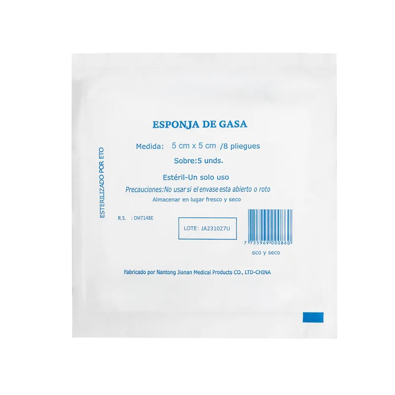 GENERICO - Esponja de Gasa Estéril Absorbente de 5 X 5 CM CAJA 50 UND