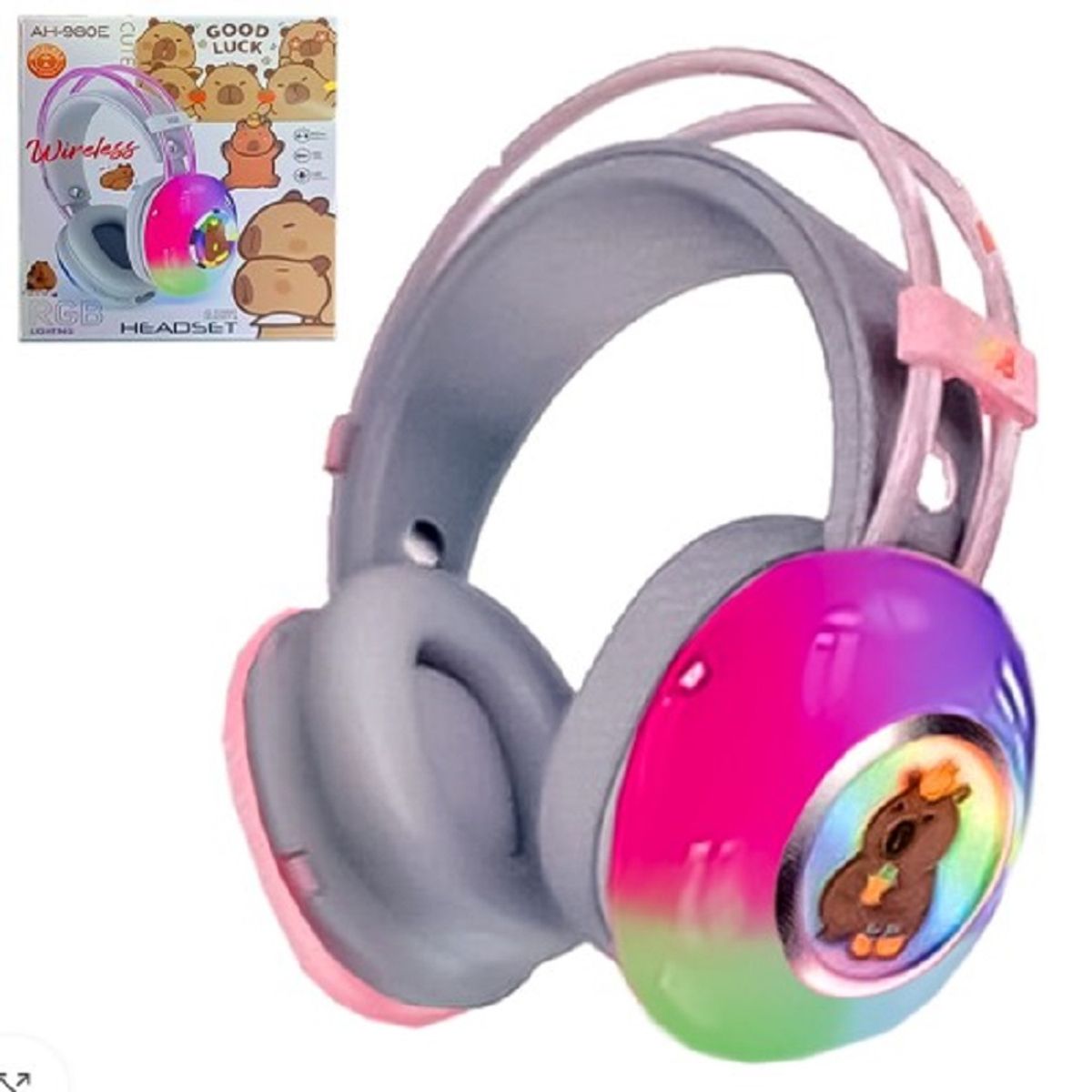 GENERICO - Audífonos inalámbricos Bluetooth  Wireles rgb capibara gris