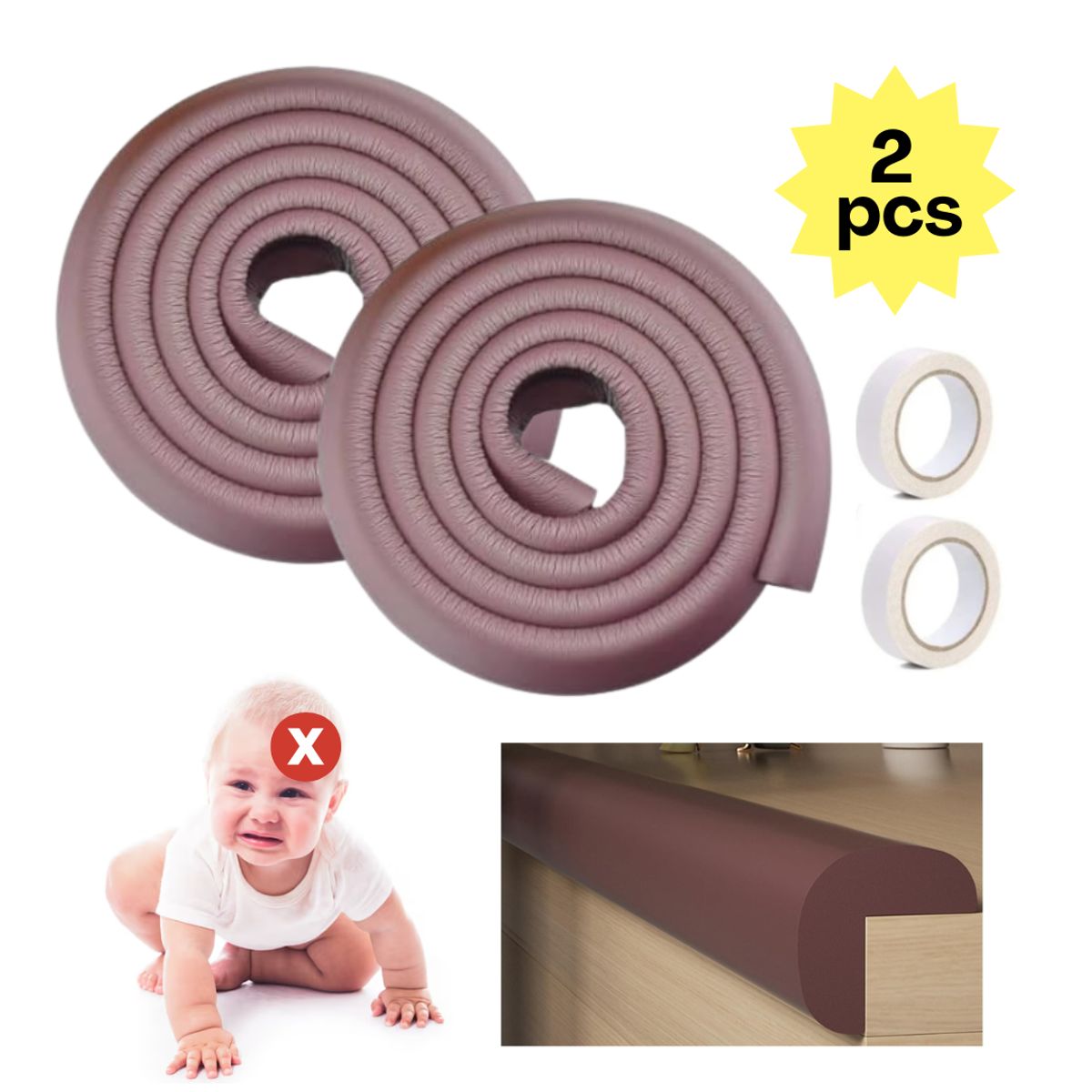 GENERICO - PROTECTOR DE BORDES ANTIGOLPE PARA BEBES Y NIÑOS 2 PCS
