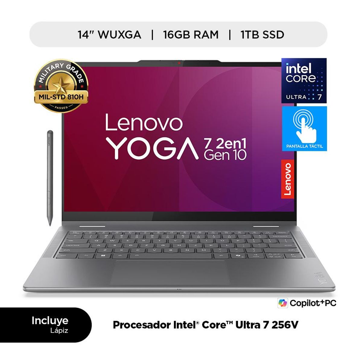 LENOVO - Laptop Lenovo Yoga Intel Core U7 RAM 16gb SSD 1TB Tactil 14