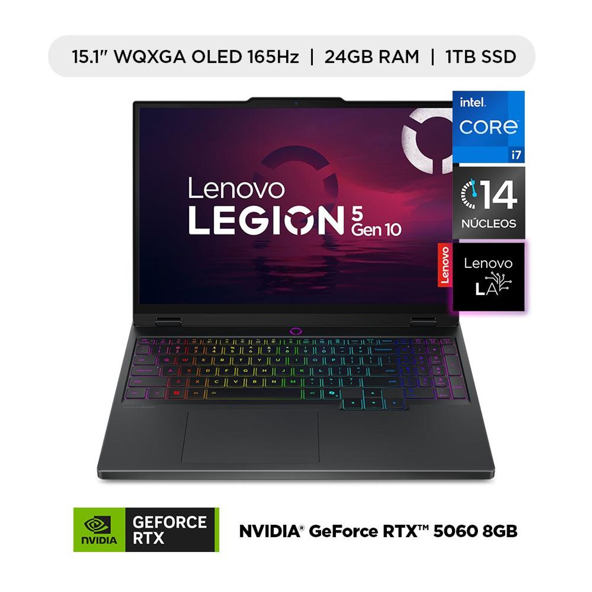 LENOVO - Laptop Gamer Lenovo Legion 5 Intel i7  24gb SSD 1TB RTX 5080 240Hz