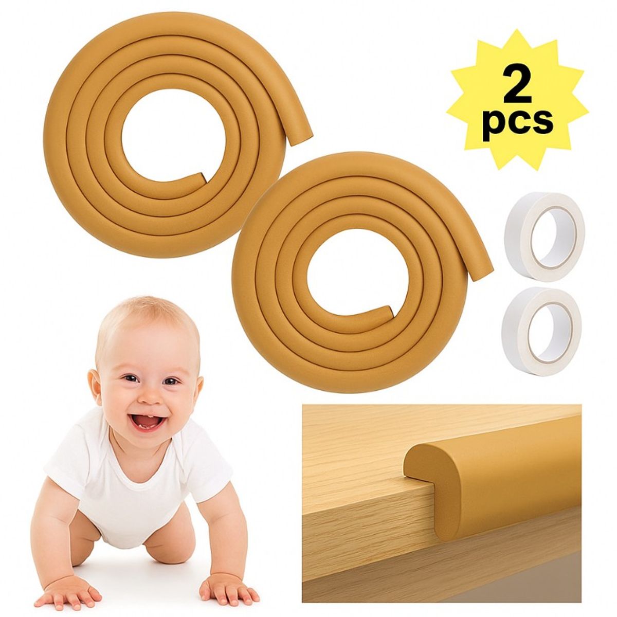 GENERICO - Protector de Esquinas y Bordes para Mesa Bebés – Seguridad Infantil 2 Rollos
