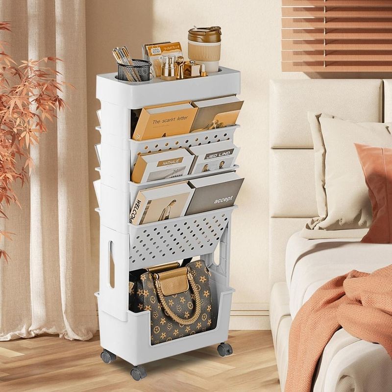 HOGARMAS - Carrito Organizador de Libros SPLIT de 5 Niveles Estante