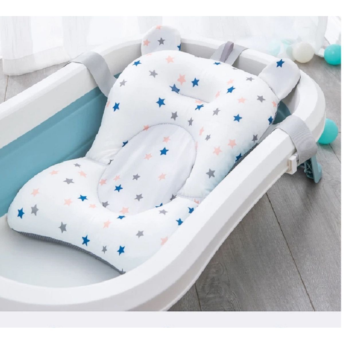 GENERICO - BAÑERA PLEGABLE CON TERMOMETRO MAS COJIN PARA BEBES CELETES