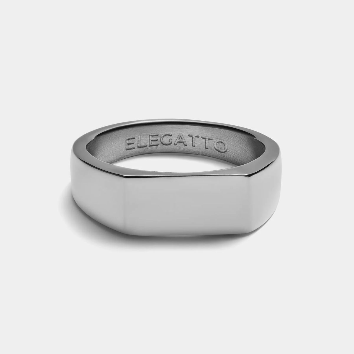 GENERICO - Anillo de acero ELEGATTO Silver Signet