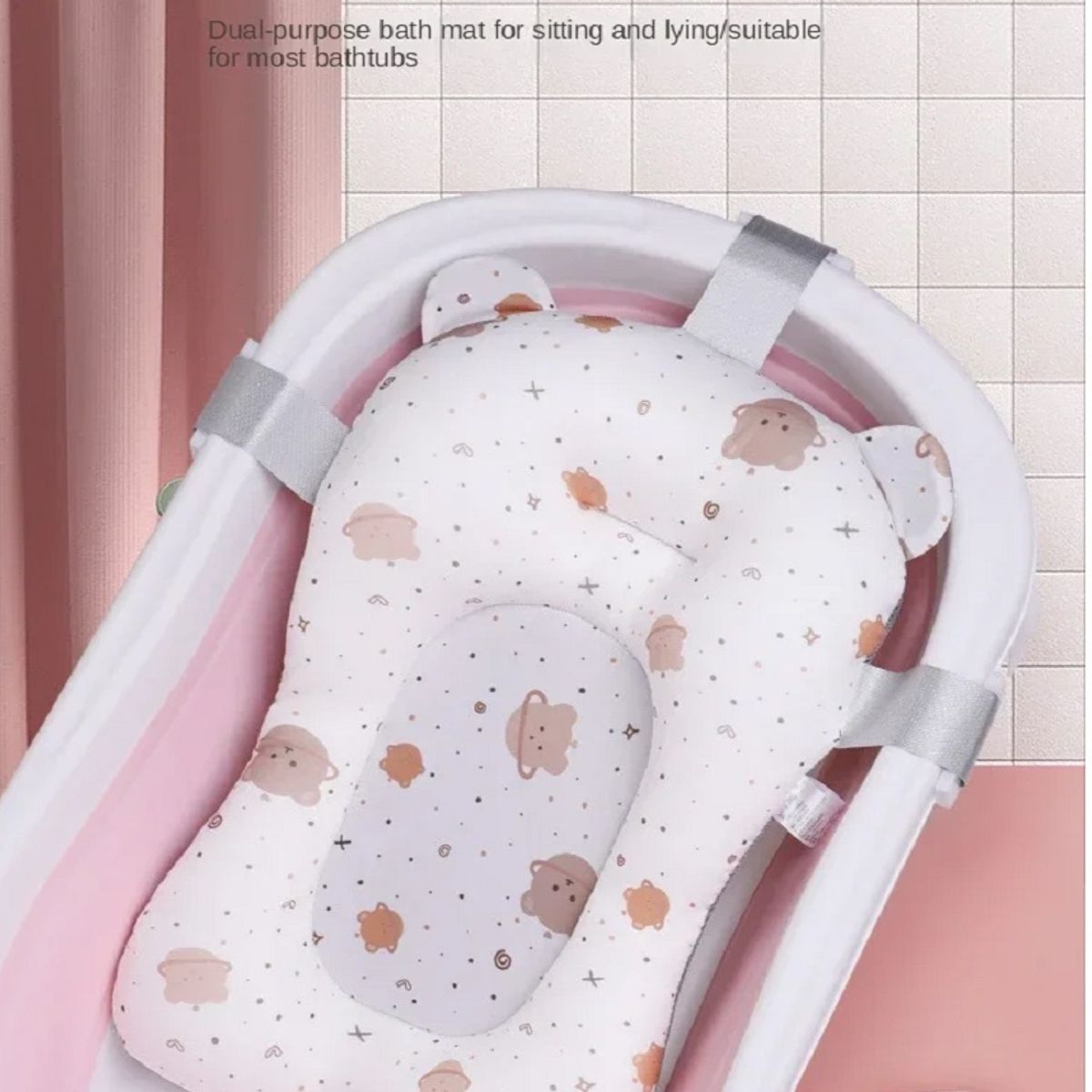 GENERICO - BAÑERA PLEGABLE CON TERMOMETRO MAS COJIN PARA BEBES ROSADO