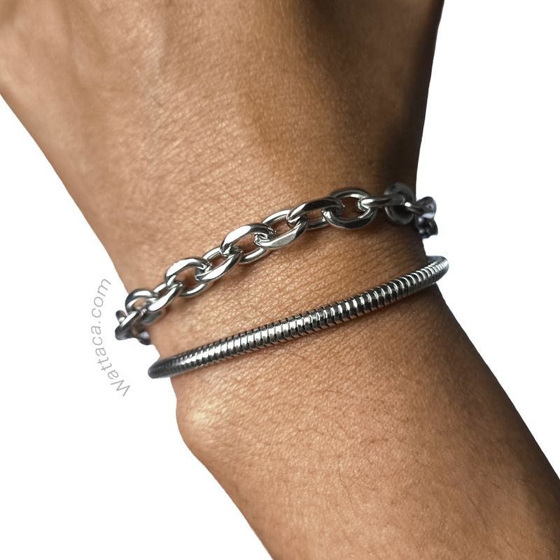 WATTACA - Pulsera Doble para hombre Acero Inoxidable Ajustable - Wattaca