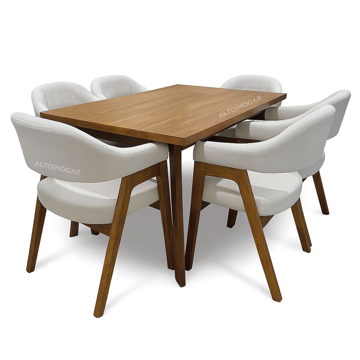 ALTO HOGAR - Juego de Comedor 6 Sillas Dinastia Crema Madera Tornillo