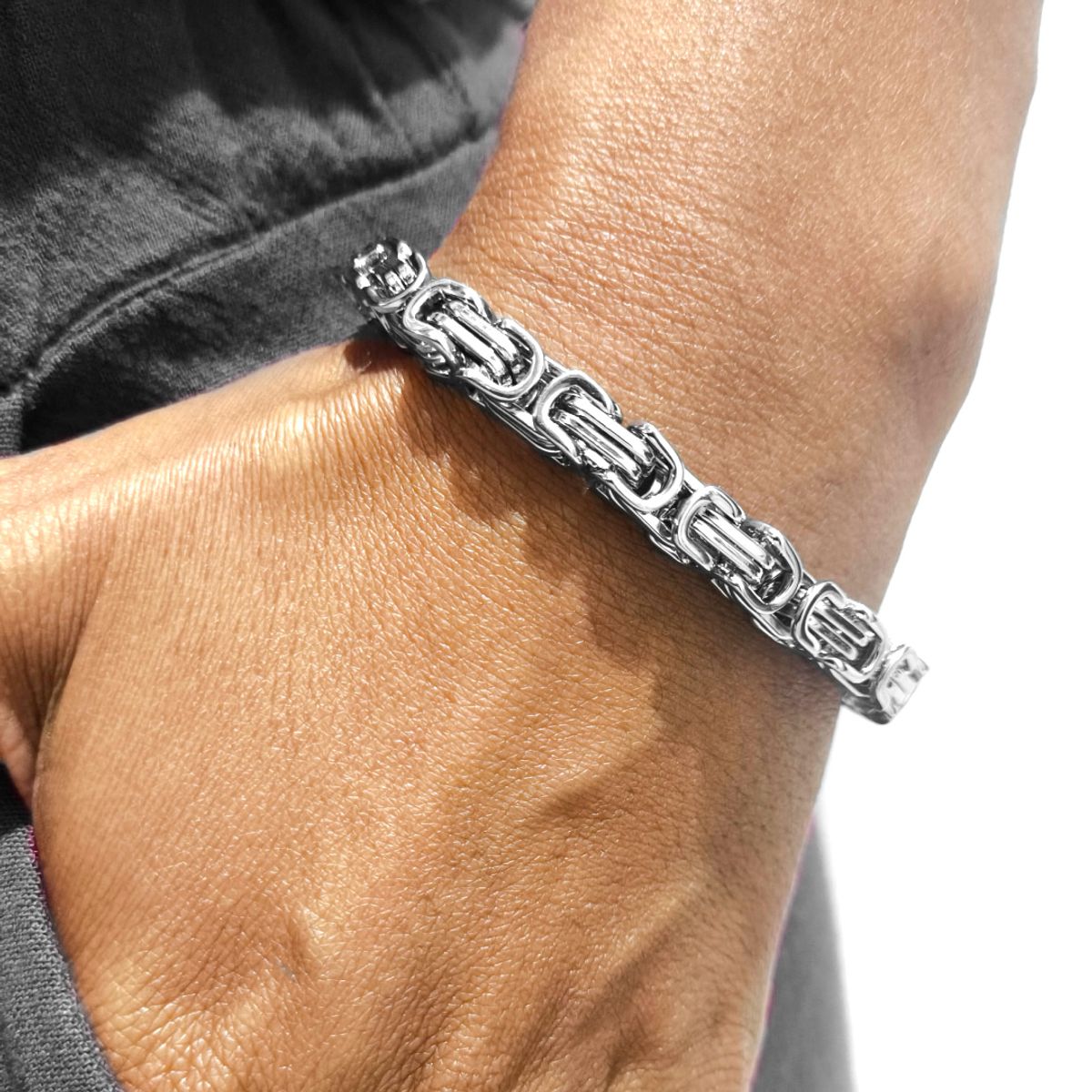 WATTACA - Pulsera Bizantina para hombre Acero Inoxidable Ajustable - Wattaca