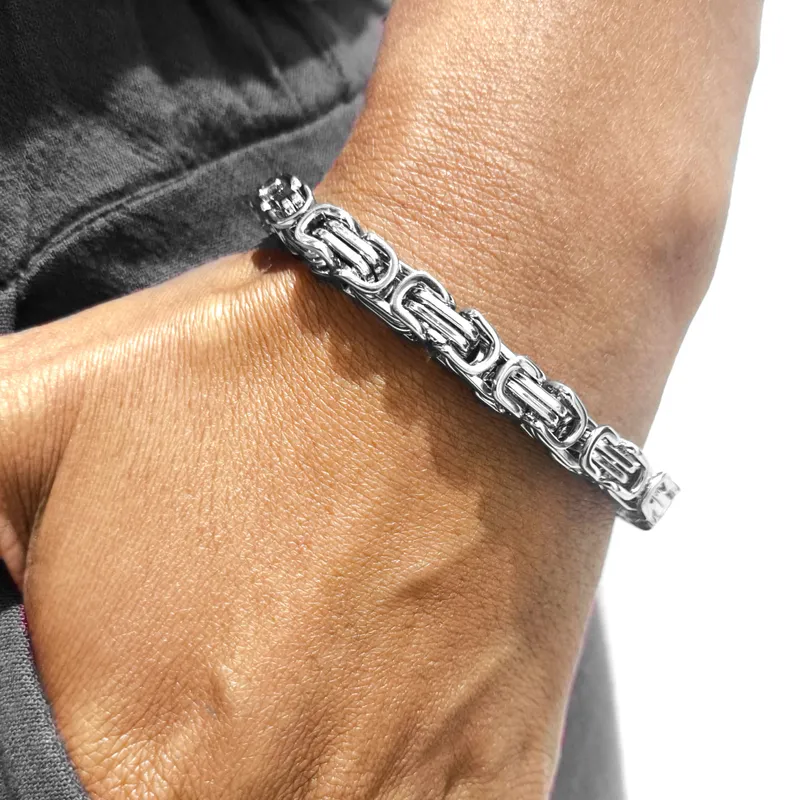 WATTACA - Pulsera Bizantina para hombre Acero Inoxidable Ajustable - Wattaca