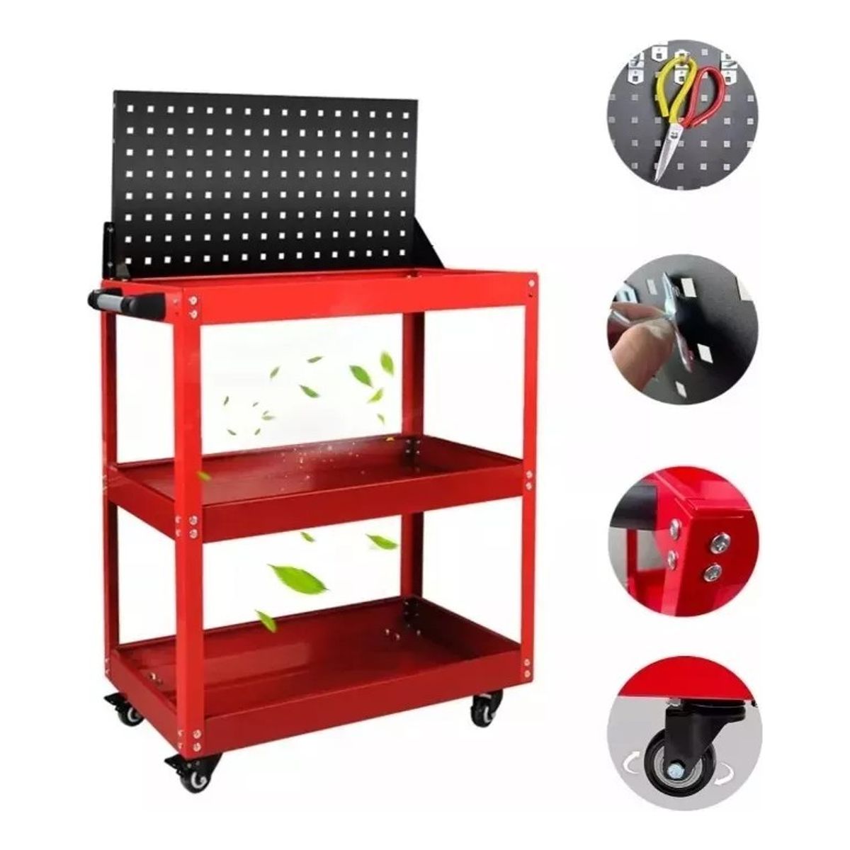 QUICK - Carro Tres Palets Herramienta Con Placa Trasera +10 Ganchos