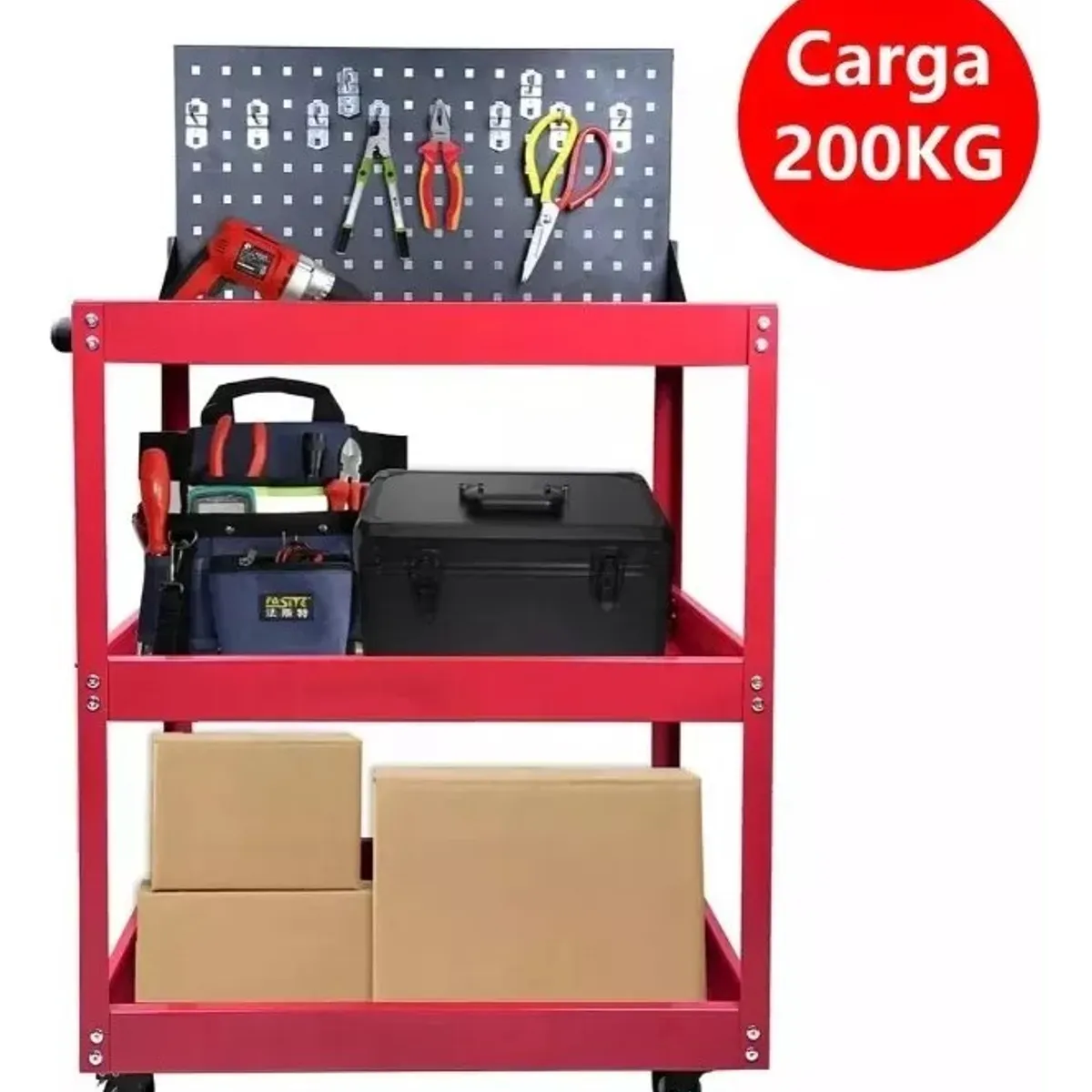 QUICK - Carro Tres Palets Herramienta Con Placa Trasera +10 Ganchos