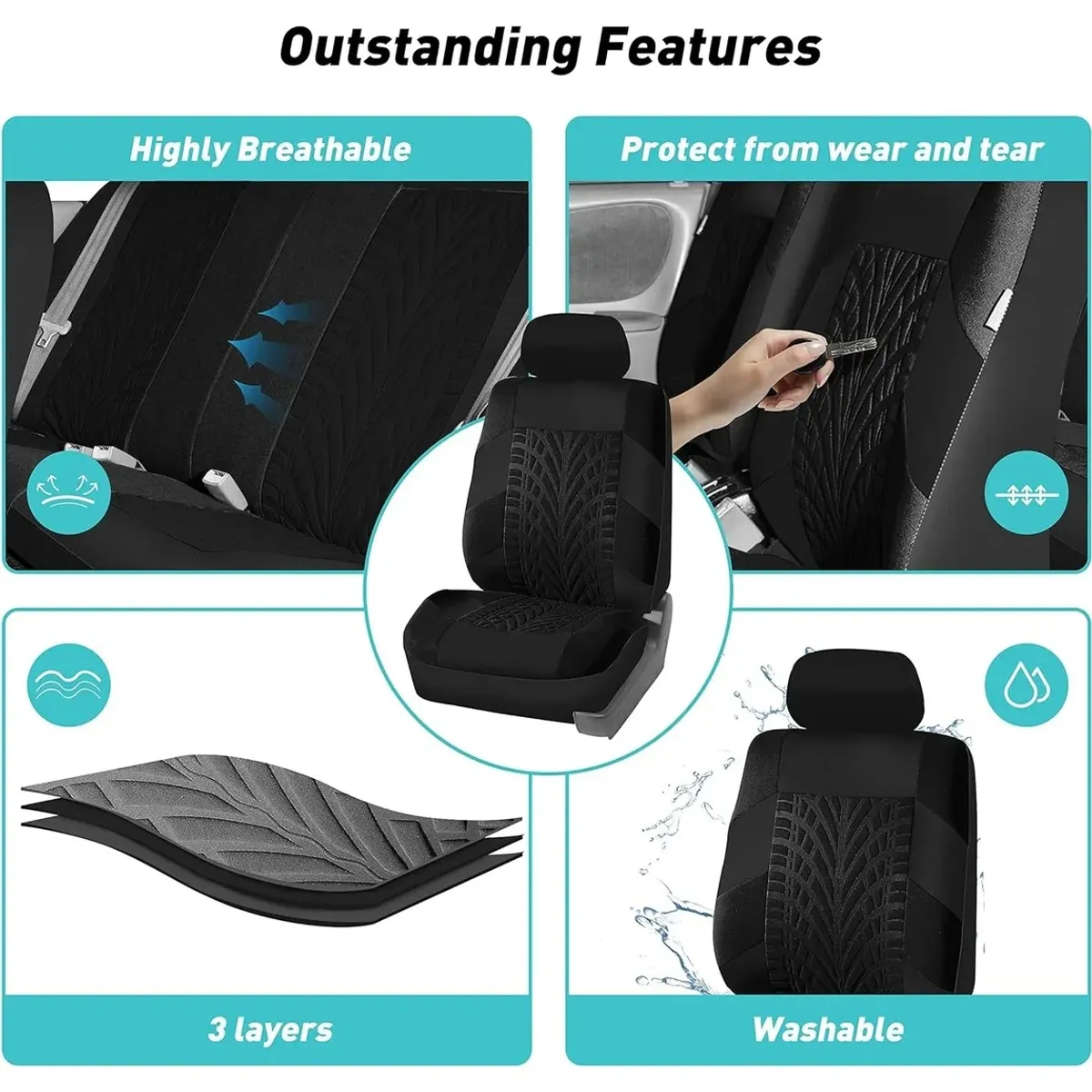 EVERSO - Funda Cubre Asiento Automovil Universal Premium 9PiezasNE