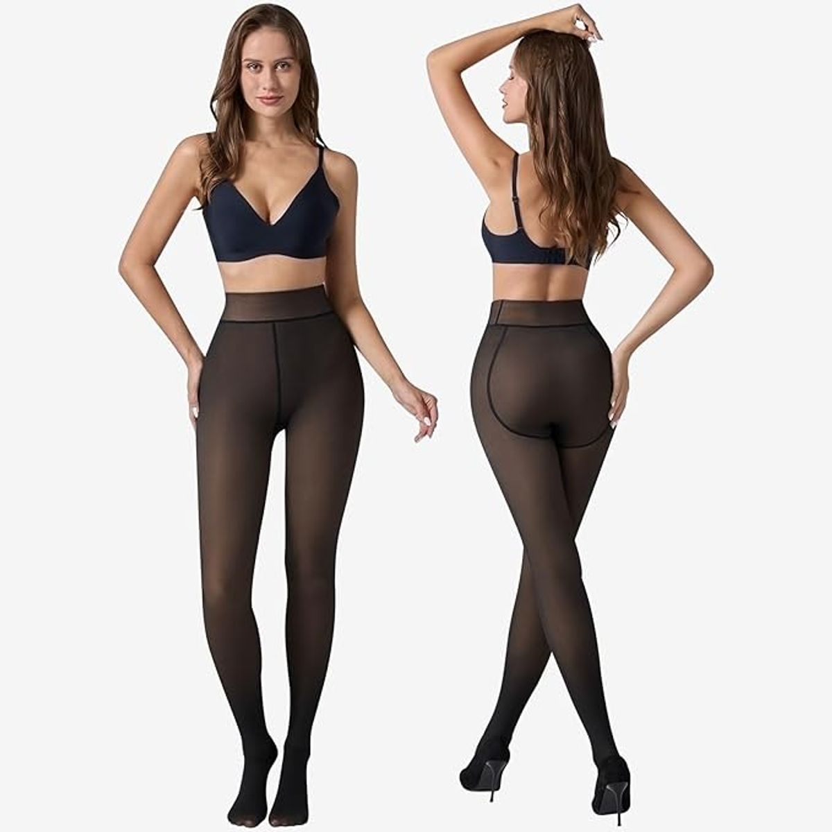 GENERICO - Medias con forro polar para mujer Negro