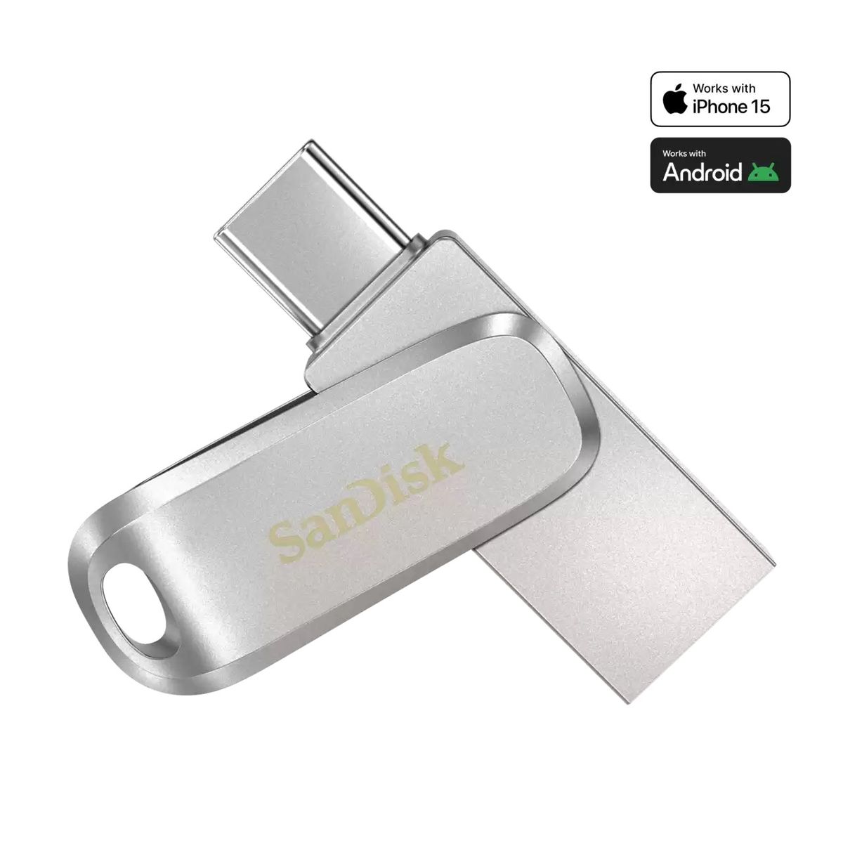 KINGSTON - Memoria Dual USB +USB tipo C SANDISK DUAL DRIVE PLATA 128 GB