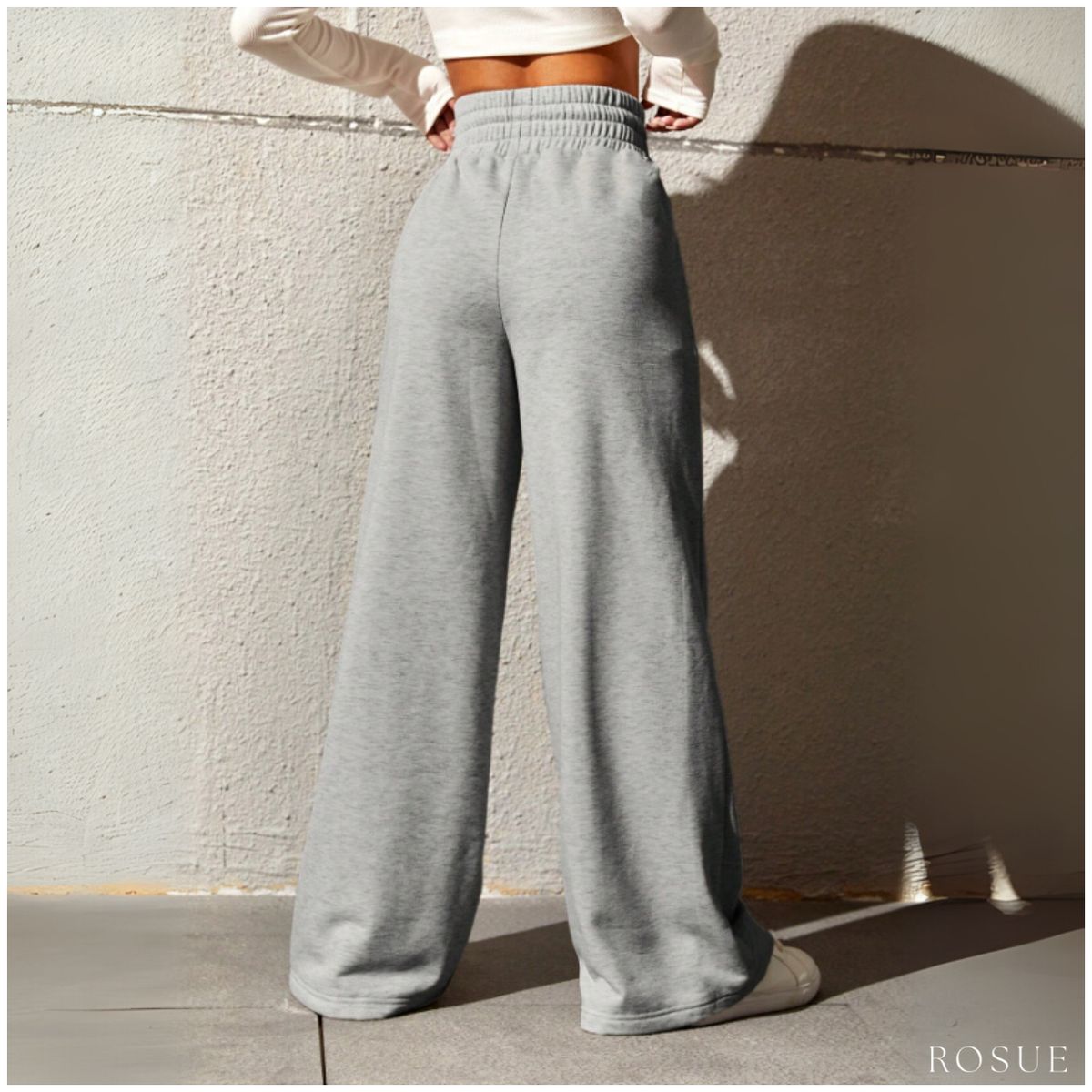 ROSUE - Pantalón Palazzo de Franela Ajustable Mujer