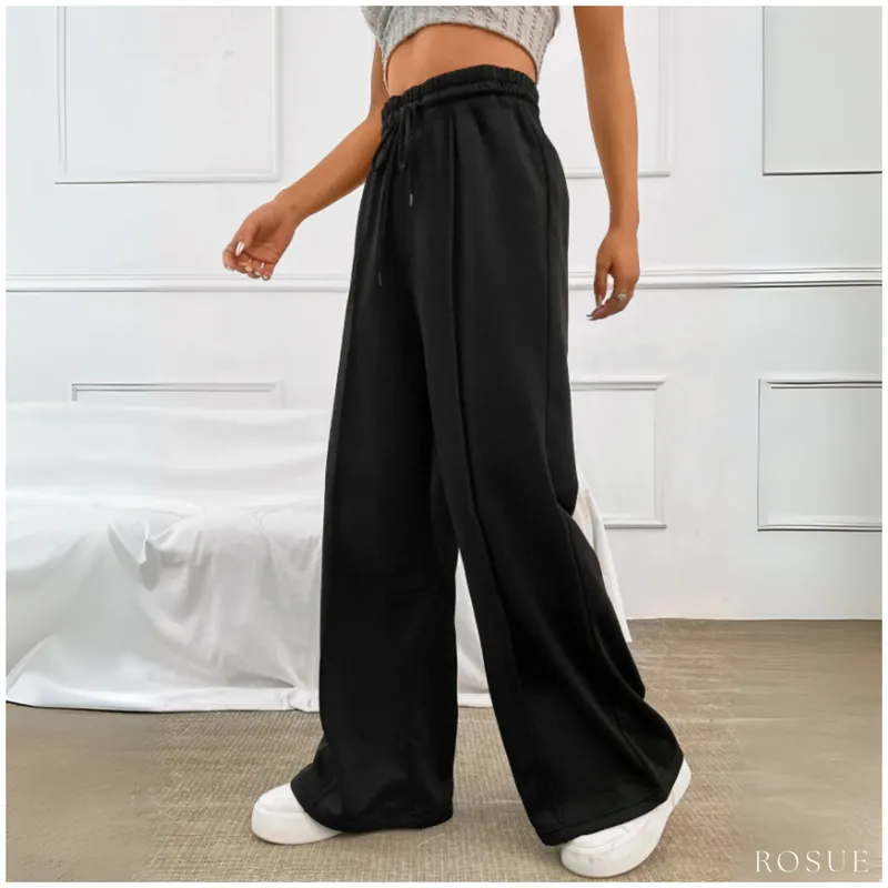 ROSUE - Pantalón Palazzo de Franela Ajustable Mujer