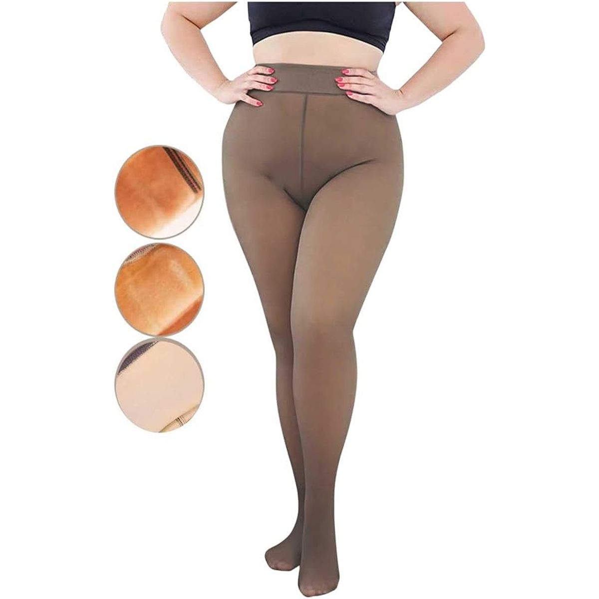 GENERICO - Medias con forro polar para mujer beige