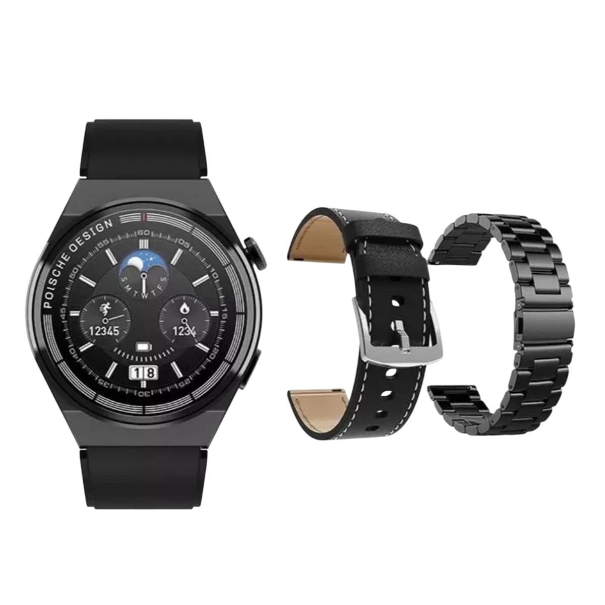 GENERICO - Smartwatch GT3 MAX 3 correas Intercambiales NFC y ChatGPT - Negro