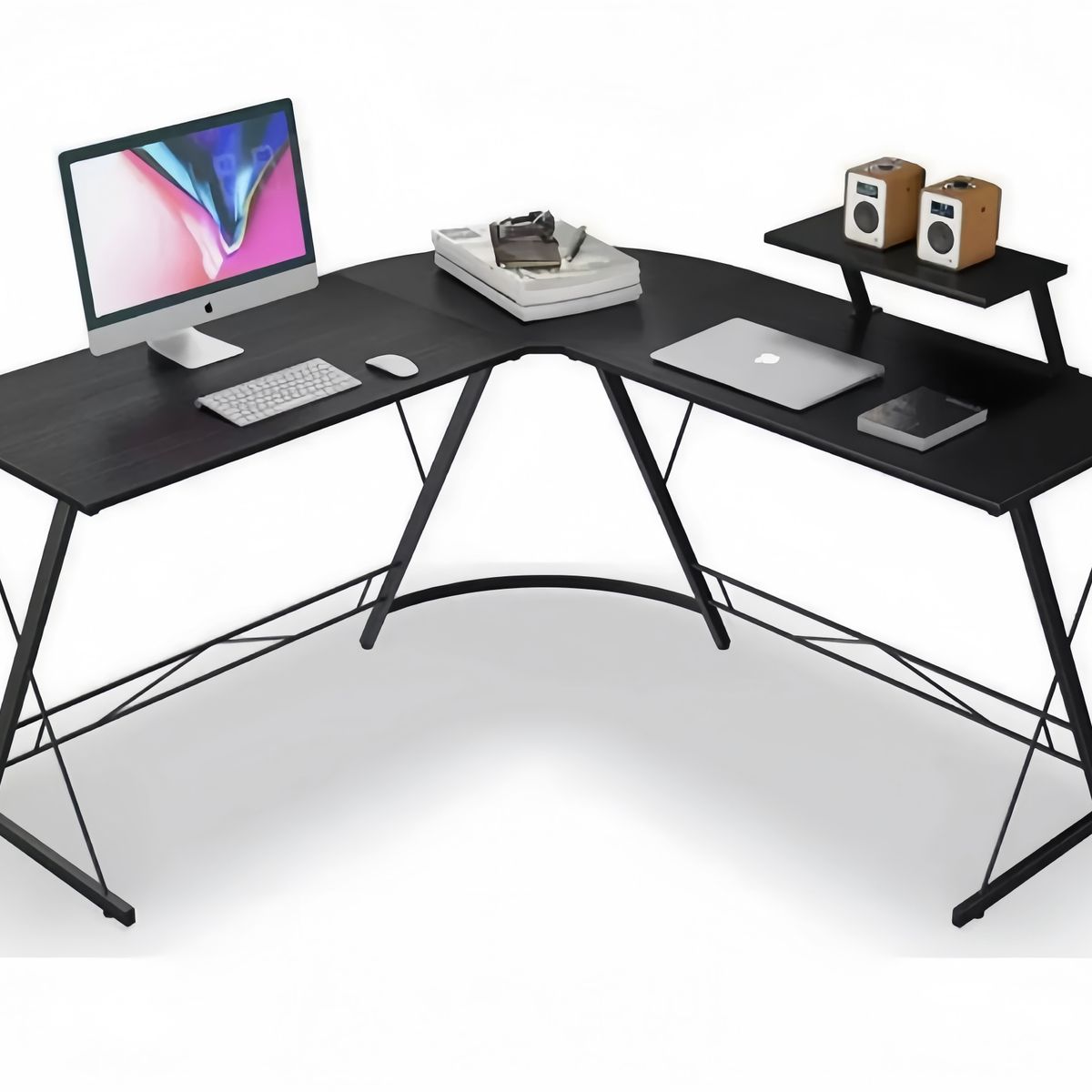 ANYHOGAR - Escritorio Esquinero Gamer Forma De L Multiuso Color Negro