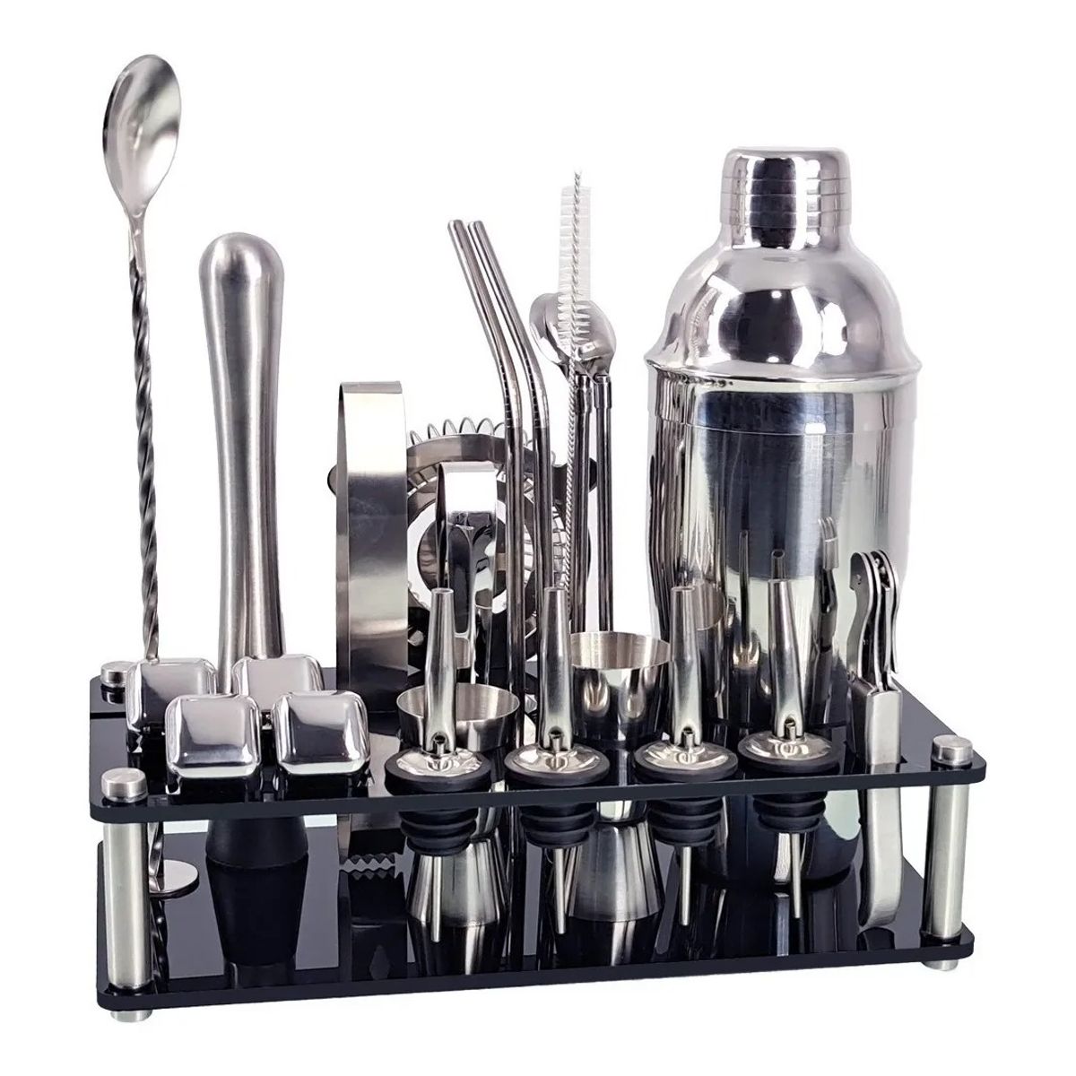 EVERSO - Juego De Cócteles Para Bar Pub 23 Piezas 750m Base Color Plateado