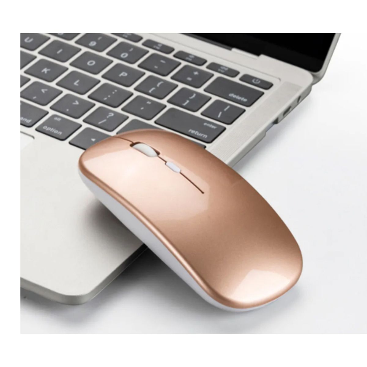 GENERICO - Mouse inalambrico recargable DUAL Bluetooth Dorado + Luces