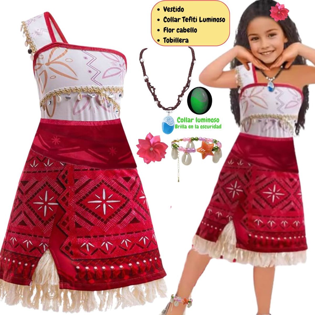 GENERICO - Vestido Moana 2 Niñas Importado - Tallas  4 hasta 16