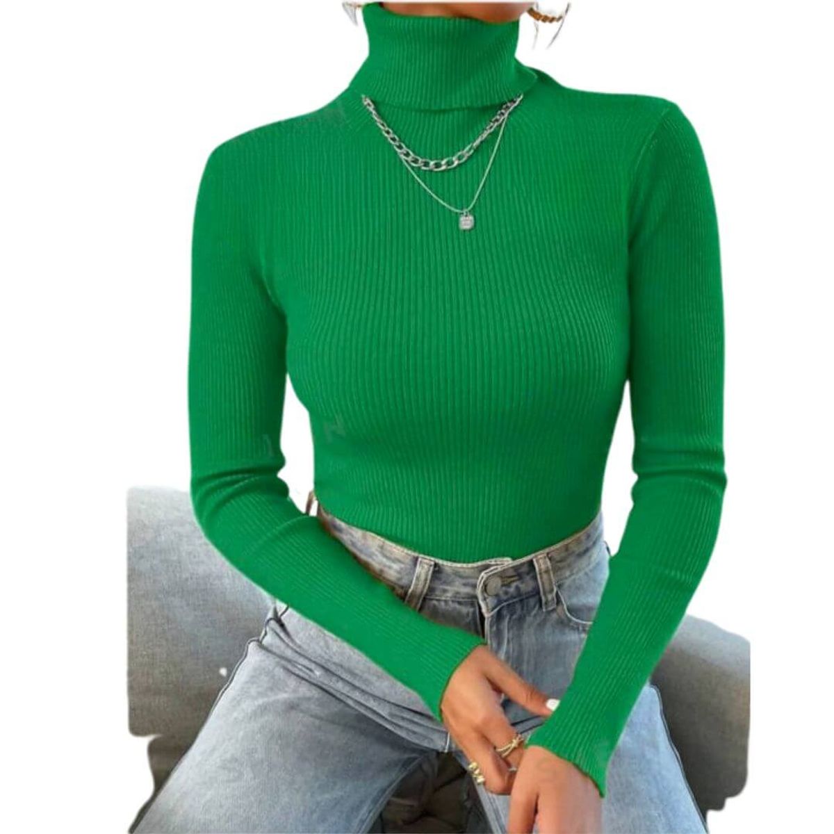 GENERICO - Cafarena de Hilo Tejida Mujer Verde - Tallas S -M - L