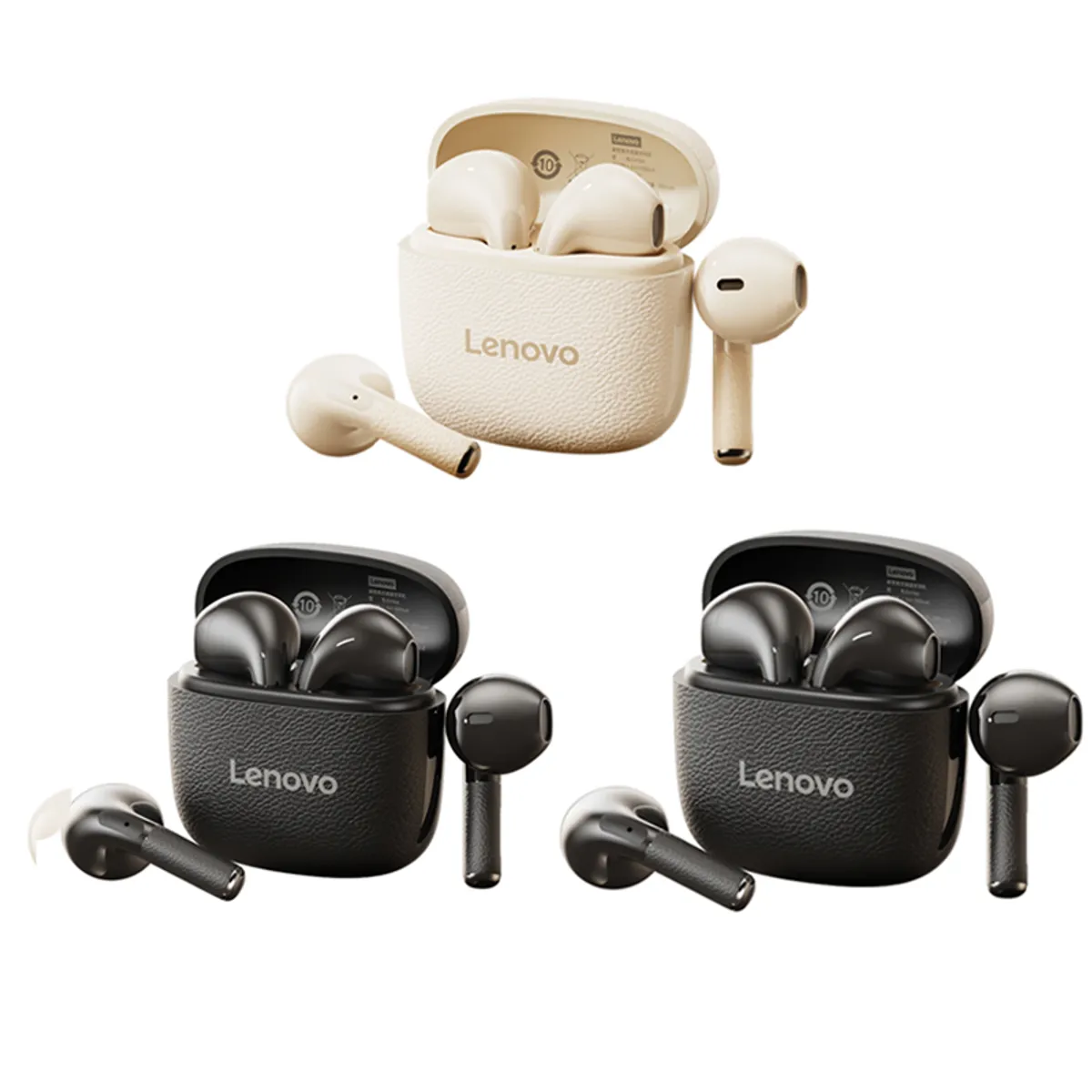 LENOVO - Set 3 Audífonos Lenovo Clip TA166 TWS Bluetooth 54 2Negro+1Blanco