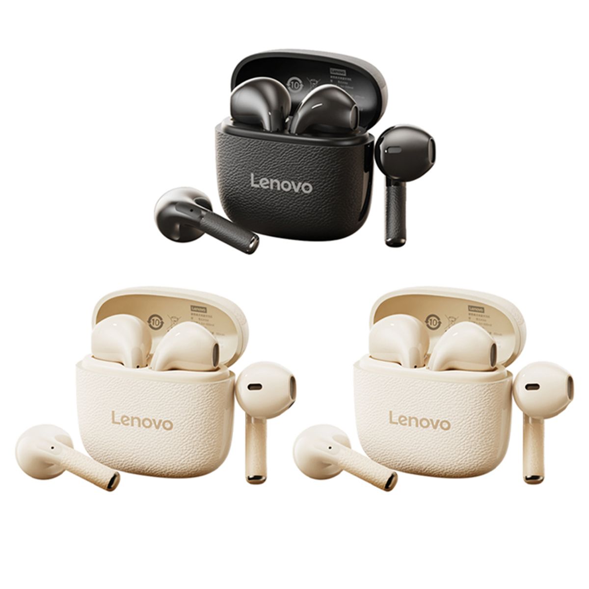 LENOVO - Set 3 Audífonos Lenovo Clip TA166 TWS Bluetooth 54 1Negro+2Blanco