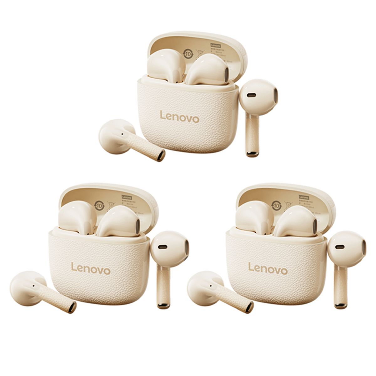 LENOVO - Set 3 Audífonos Lenovo Clip TA166 TWS Bluetooth 54 Blanco