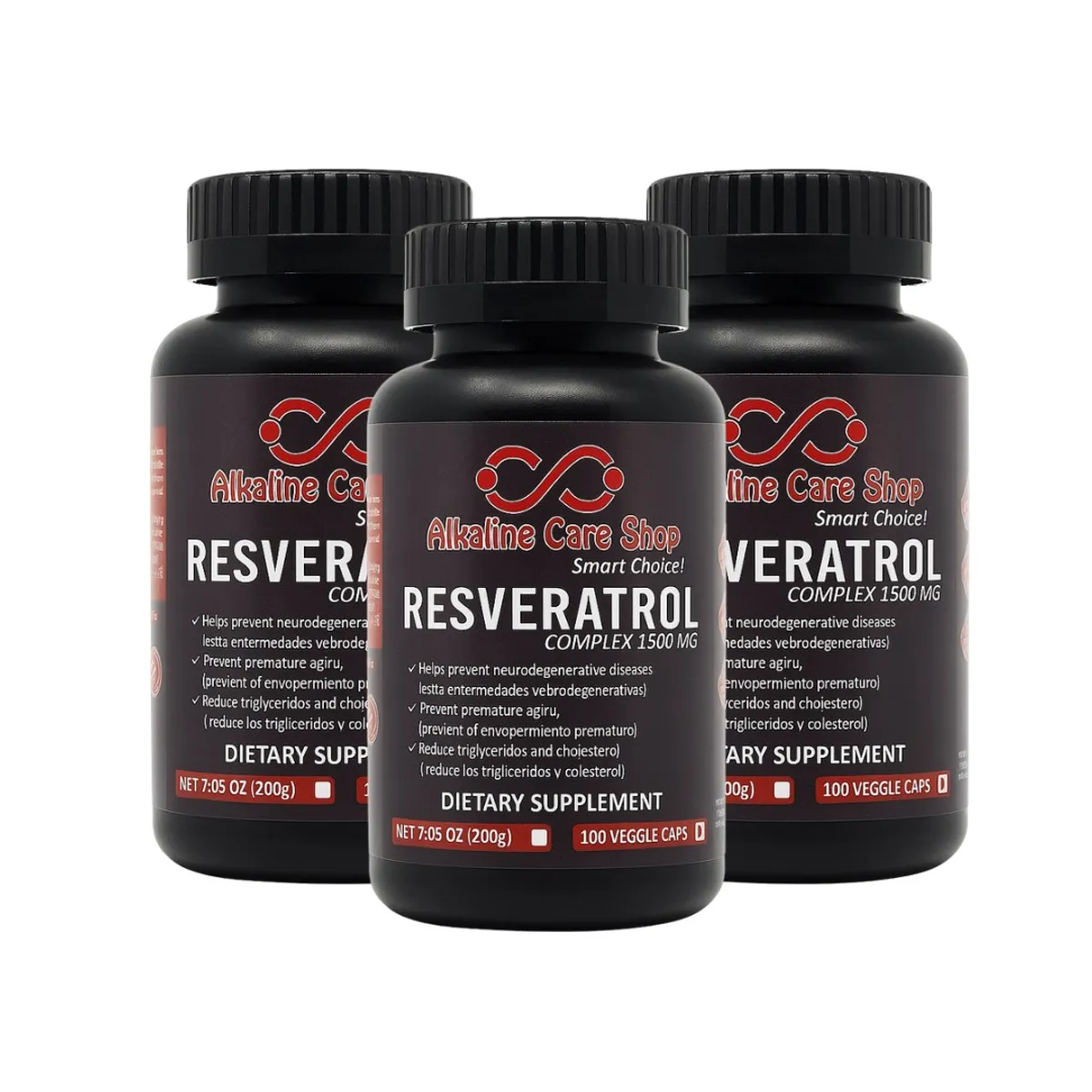 ALKALINE CARE - Resveratrol Complex (1500mg) 300 cápsulas