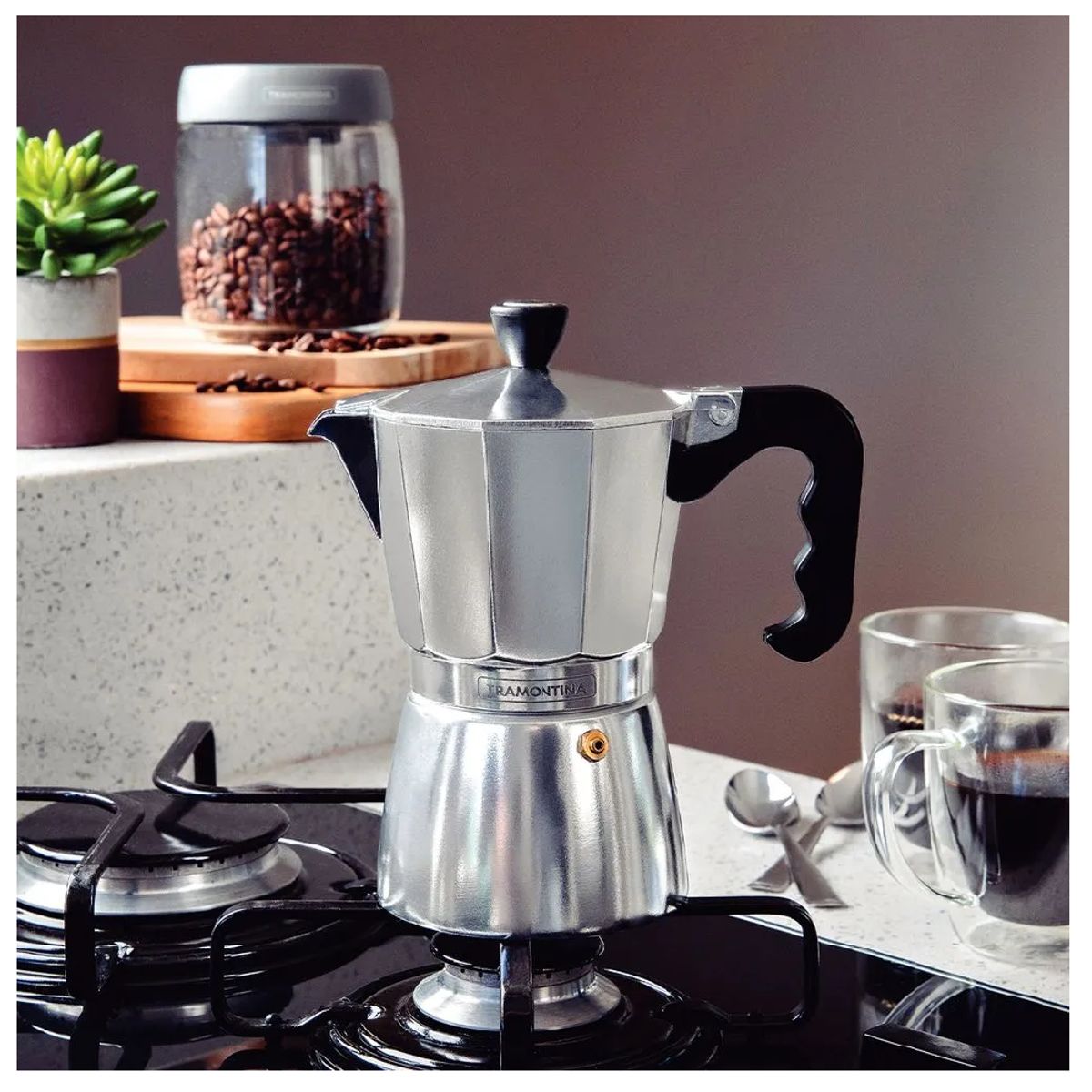 TRAMONTINA - Cafetera Expresso Italiana Gris 320 Ml Tramontina