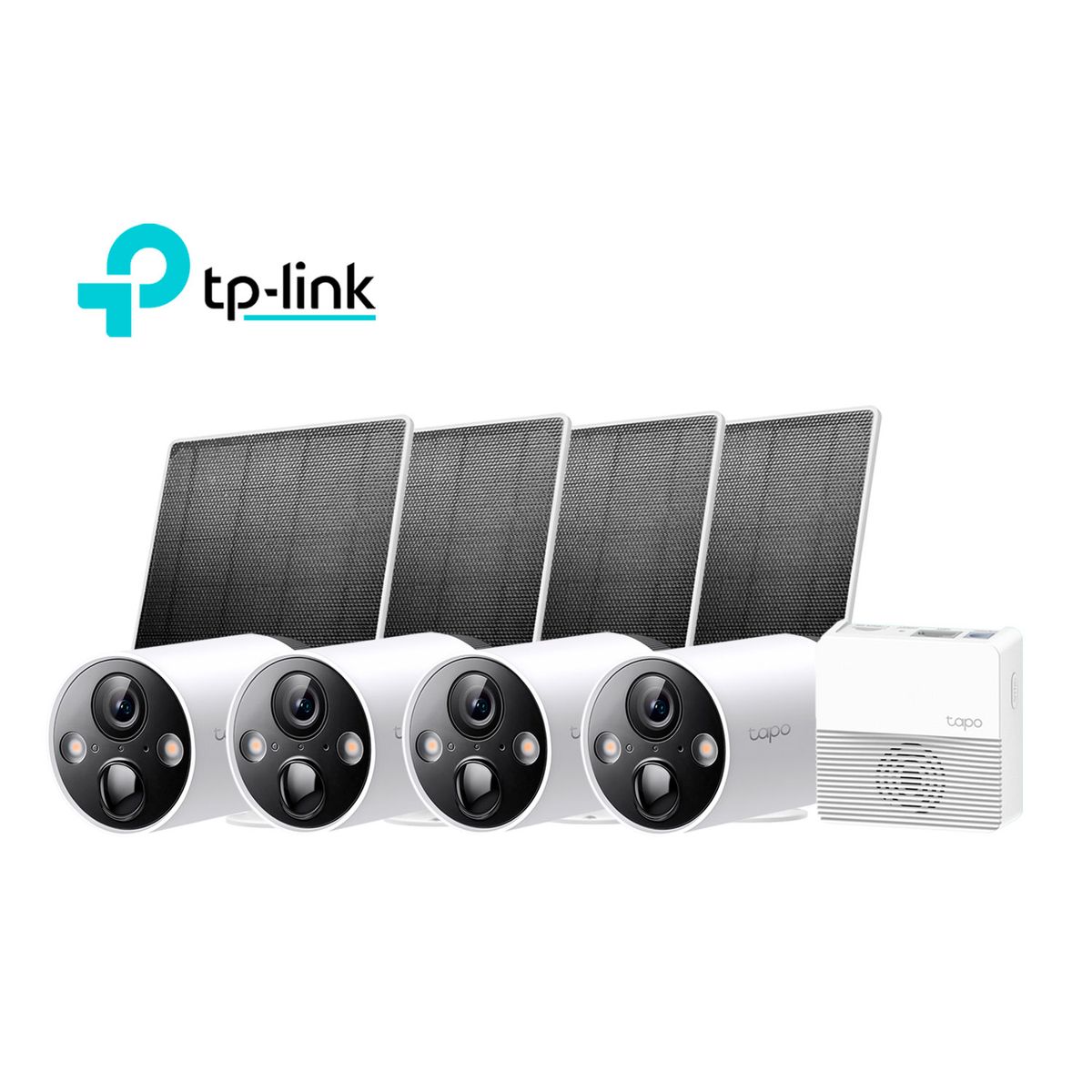 TP LINK - Kit Cámaras Seguridad Tapo C420S4 2K Audio 2vías Exterior 4Panel Solar
